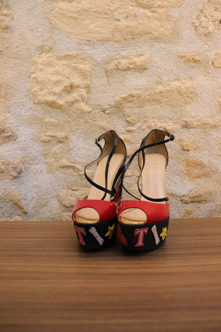 Louboutin Escarpins Compensés Spartiates Exotiques
