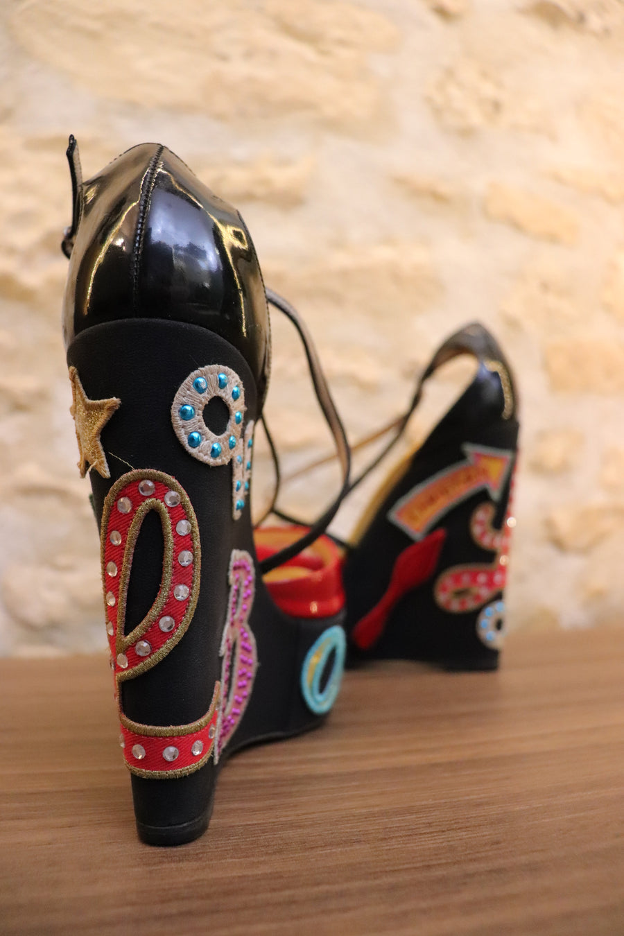 Louboutin Escarpins Compensés Spartiates Exotiques
