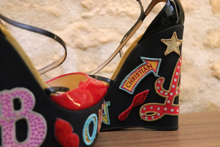 Louboutin Escarpins Compensés Spartiates Exotiques