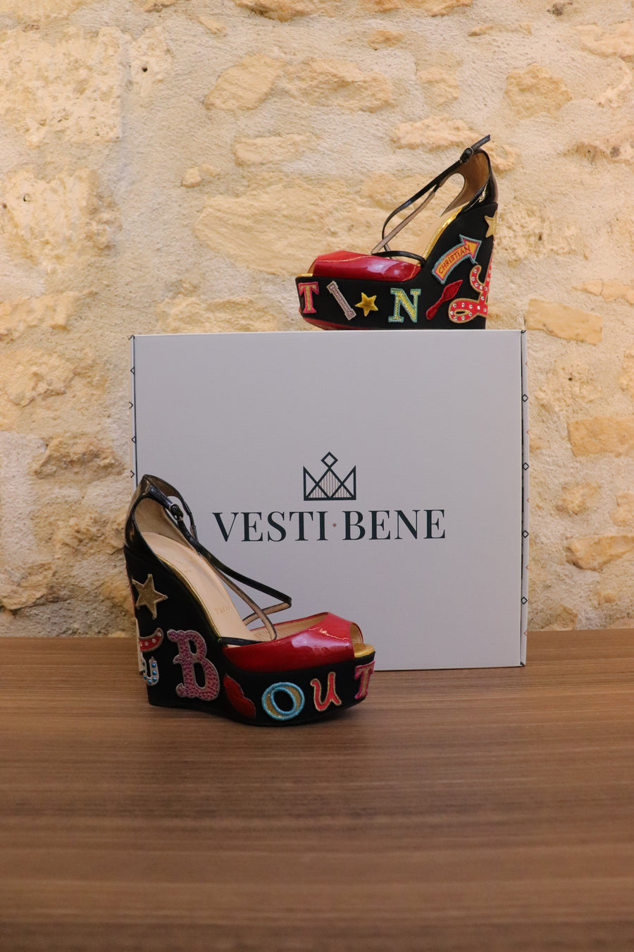 Louboutin Escarpins Compensés Spartiates Exotiques