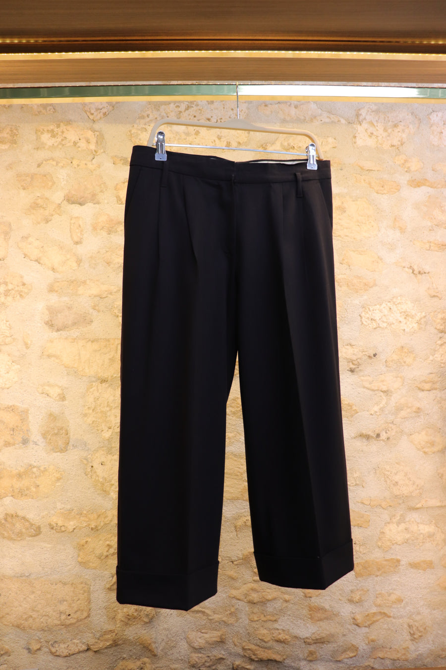Sportmax Pantalon Ourlet Laine Marine